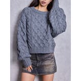 グレー | ケーブルクルーネックニットトップス | GYDA