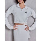 オフホワイト | sacred edge crossハーフZIPショートスウェットトップス | GYDA