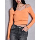 オレンジ | カシュクールデザインオフショルトップス | GYDA