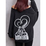 ブラック | VネックSMIRK BUNNYスウェットトップス | GYDA