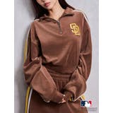 ブラウン | GYDA［MLB］2ラインハーフZIPショートトップス | GYDA