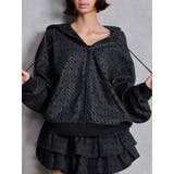 ブラック | GG chain glitter print BIGパーカー | GYDA