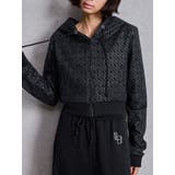 ブラック | GG chain glitter print shortパーカー | GYDA