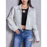 オフホワイト | Symmetry GYDA EMBOSSパテントフェイクレザーショートジャケット | GYDA