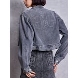 Symmery GYDA EMBOSSノーカラーデニムショートブルゾン | GYDA | 詳細画像1