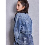 Symmery GYDA EMBOSSノーカラーデニムショートブルゾン | GYDA | 詳細画像2