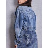 ブルー | Symmery GYDA EMBOSSノーカラーデニムショートブルゾン | GYDA