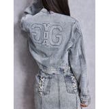 アイスブルー | Symmery GYDA EMBOSSノーカラーデニムショートブルゾン | GYDA