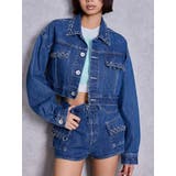 ブルー | ring bijou studsデザインデニムショートGジャン | GYDA