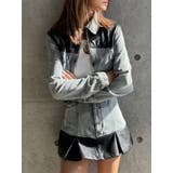 【TINY】フェイクレザードッキングデニムZIPショートジャケット | GYDA | 詳細画像5 