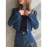 インディゴ | 【TINY】フェイクレザードッキングデニムZIPショートジャケット | GYDA