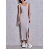 ライトグレー | バックオープンジップスリットリブニットロングワンピース | GYDA
