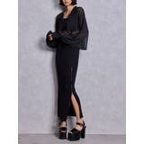 ブラック | バックオープンジップスリットリブニットロングワンピース | GYDA