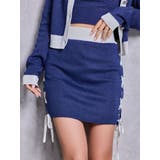 ネイビー | フロントレースアップラメニットスカートライクショートパンツ | GYDA