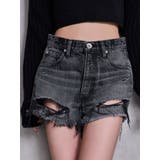 ハイウエストBACK RIPPEDデニムショートパンツ | GYDA | 詳細画像1 