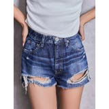 インディゴ | ハイウエストBACK RIPPEDデニムショートパンツ | GYDA