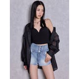 ハイウエストボタンBACKカーブクロスGYDA chainデニムショートパンツ | GYDA | 詳細画像16