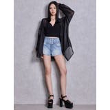 ハイウエストボタンBACKカーブクロスGYDA chainデニムショートパンツ | GYDA | 詳細画像17