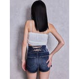 ハイウエストボタンBACKカーブクロスGYDA chainデニムショートパンツ | GYDA | 詳細画像9