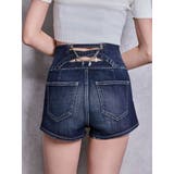 インディゴ | ハイウエストボタンBACKカーブクロスGYDA chainデニムショートパンツ | GYDA