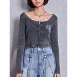 ブラック | GG bijou ZIPブリーチニットショートトップス | GYDA