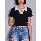 ブラック | Symmetry GYDAハーフスリーブPOLOニットトップス | GYDA