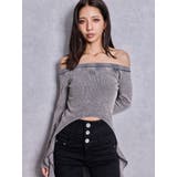 GG SIDE DRAPE EDGEオフショルトップス | GYDA | 詳細画像3 