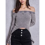 チャコールグレー | GG SIDE DRAPE EDGEオフショルトップス | GYDA
