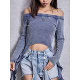 ネイビー | GG SIDE DRAPE EDGEオフショルトップス | GYDA