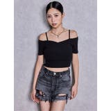 ハーフスリーブカシュクールオフショルショートトップス | GYDA | 詳細画像13
