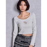 GGロゴラインストーンラメテレコトップス | GYDA | 詳細画像2 