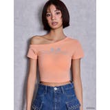 オレンジ | GYDA/Disney/ラメプリントワンショルダーTシャツ | GYDA