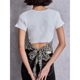オフホワイト | レオパードバックリボントップス | GYDA