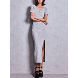シルバー | Symmetry GYDA プレートハーフスリーブロングニットワンピース | GYDA
