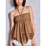ベージュ | 2WAYシャーリングホルターベアブラウス | GYDA