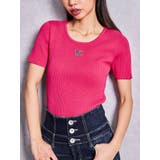 ピンク | symmetry GYDAプレートハーフスリーブニットTOPS | GYDA