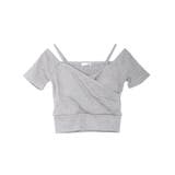 ラメテレコハーフスリーブカシュクールオフショルショートTOPS | GYDA | 詳細画像36
