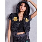 ブラック | GYDA×GALFY leopard pileパーカー | GYDA