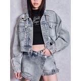 アイスブルー | belt collarダメージショートデニムGジャン | GYDA