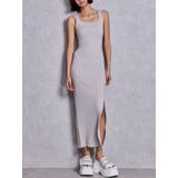 ライトグレー | バックオープンジップスリットリブニットロングワンピース | GYDA