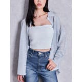 アイスブルー | ラメSHEERニットシャツ | GYDA
