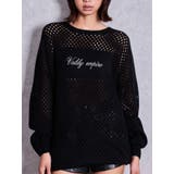 ブラック | Valdy empire embroideryメッシュニットトップス | GYDA