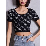 ブラック | GG jacquardラメニットTOPS | GYDA