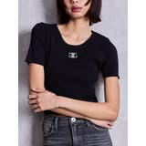 ブラック | symmetry GYDAプレートハーフスリーブニットTOPS | GYDA