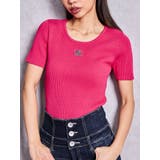ピンク | symmetry GYDAプレートハーフスリーブニットTOPS | GYDA