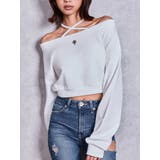 オフホワイト | フロントクロスストラップオフショルショートスウェットトップス | GYDA