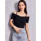 ラメテレコハーフスリーブカシュクールオフショルショートTOPS | GYDA | 詳細画像17