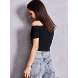 ラメテレコハーフスリーブカシュクールオフショルショートTOPS | GYDA | 詳細画像19