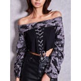 ブラック | camouflageレースアップトップス | GYDA