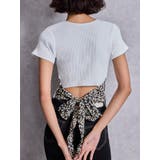 オフホワイト | レオパードバックリボントップス | GYDA